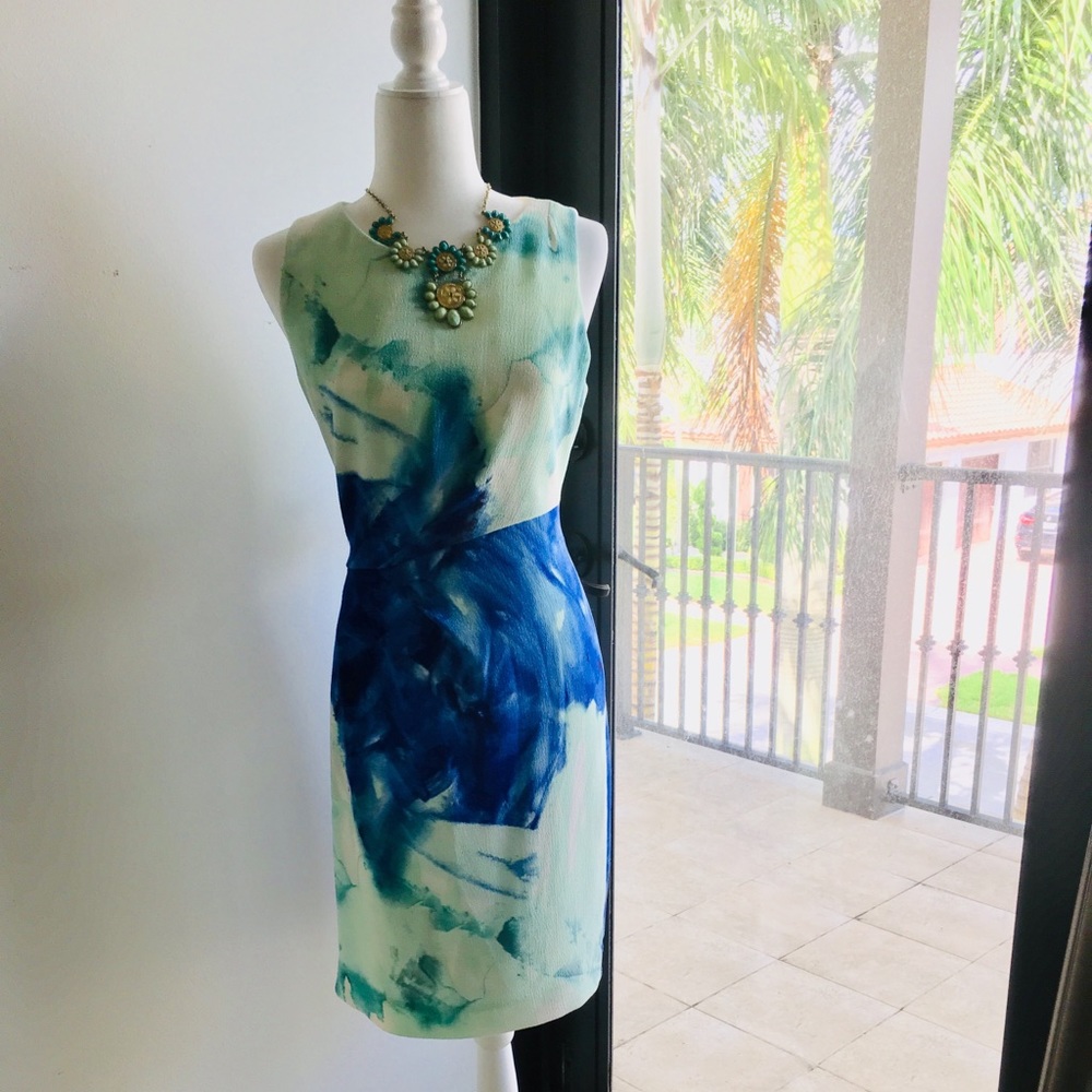 Tahari Dress Blue/Green (size 8)